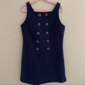 Florence Eiseman Nautical Navy Blue Pique Shift Dress Sz 14